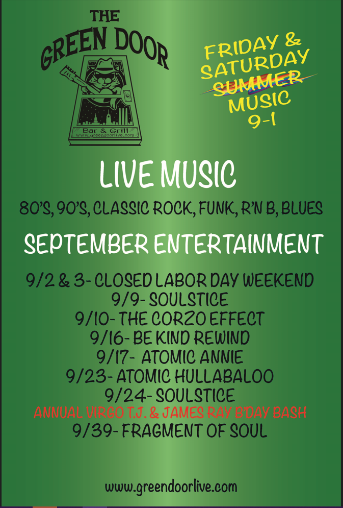 The Green Door Live Music September
